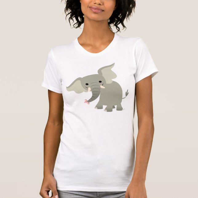 Camiseta Camisa-T de Elefantes Curiosa (Frente)