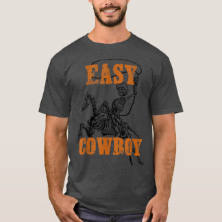 Camiseta Camisa-T de esqueleto de cowboy fácil