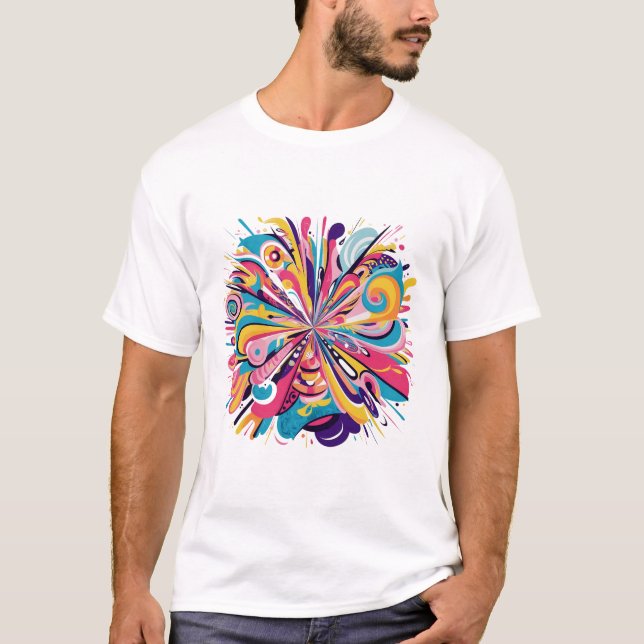 Camiseta Camisa-T de explosão de Abstrato vibrante - Arte c (Frente)