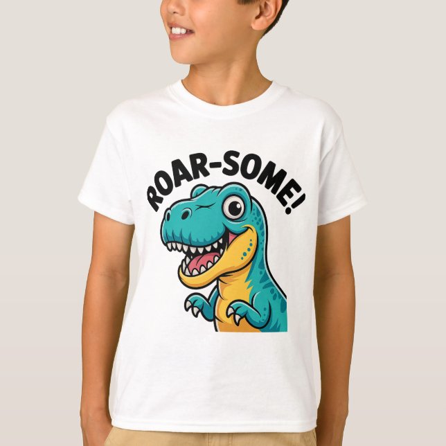 Camiseta Camisa-T De Filhos De Dinossauro Cuta (Frente)