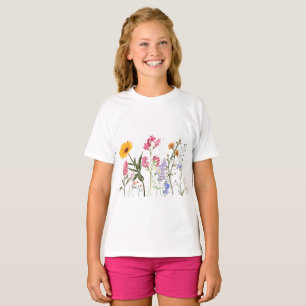 Camiseta Camisa-T De Flores Selvagens, Teto De Crianças Bot