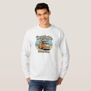 Camiseta Camisa-T de folga comprida do lado da praia retrô