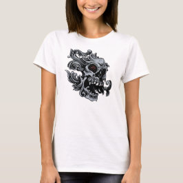 Camiseta Camisa-T de folga comprida e folga, do crânio femi