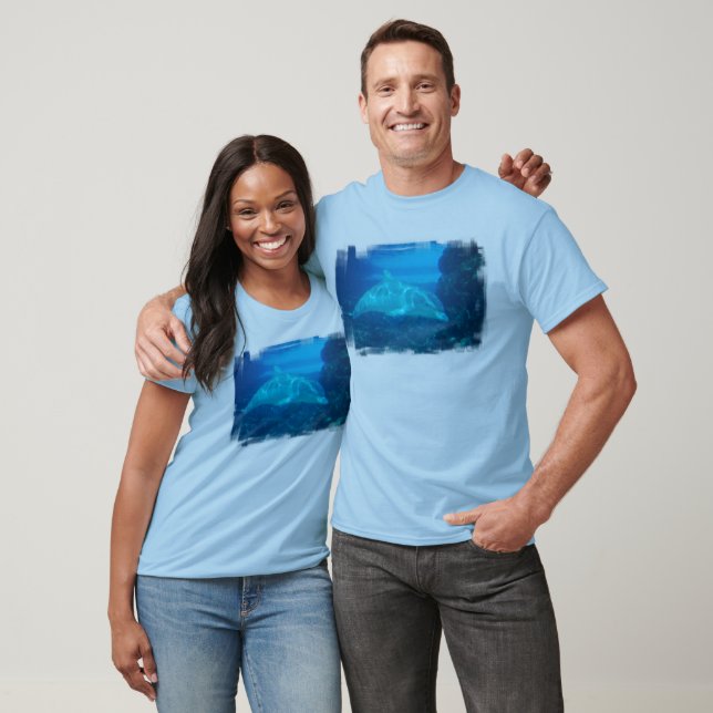 Camiseta Camisa-T de folga longa de homem de golfinhos subm (Unissex)