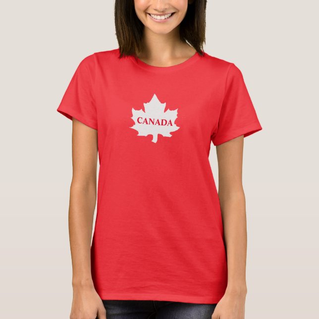 Camiseta Camisa-T de Folha Branca do CANADA (Frente)