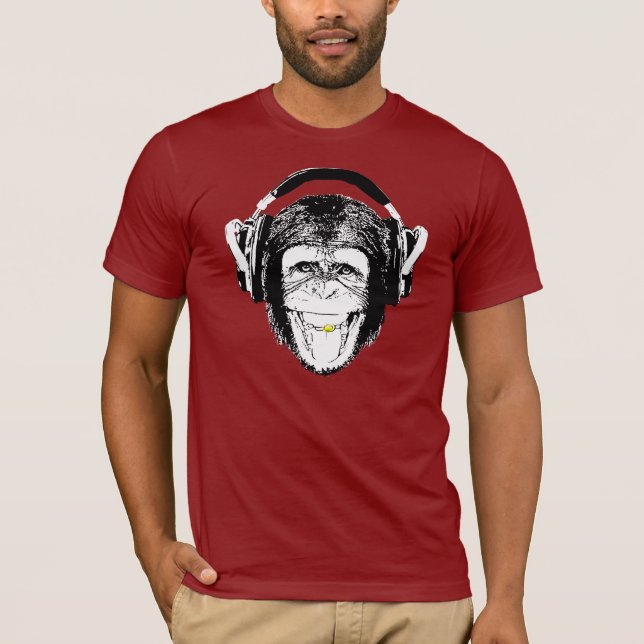 Camiseta Camisa-T de Fones de ouvido de macacos (Frente)