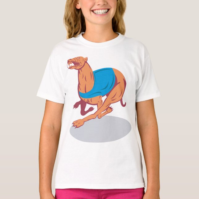 Camiseta Camisa-T de Garotas de Corrida Greyhound (Frente)