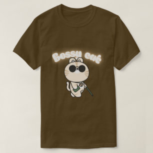 Camiseta Camisa-T De Gato Bonita E Bóssita - Teto Gráfico D