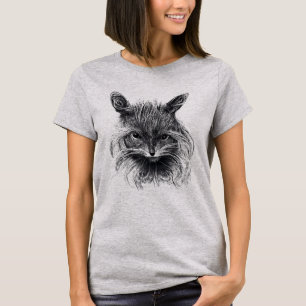 Camiseta Camisa-T de gato de cabelo longo