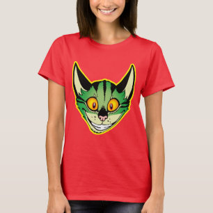 Camiseta Camisa-T de Gato Fluorescente