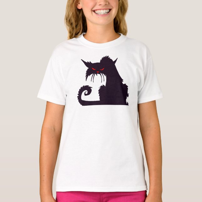 Camiseta Camisa-T De Gato Preto Grumpy (Frente)
