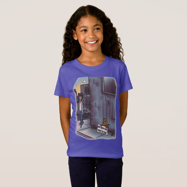 Camiseta Camisa-T de Gir Roxo de Gato (Frente Completa)