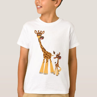 Camiseta Camisa-T de Girafa e Filhos-de-Feira