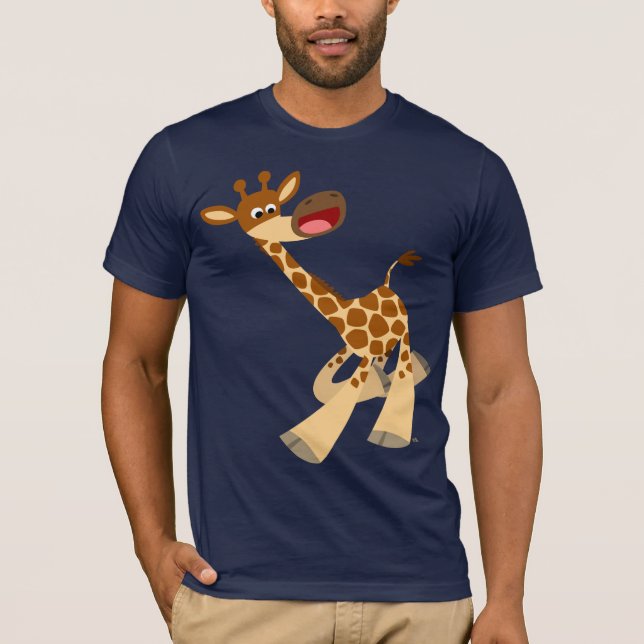 Camiseta Camisa-T de Girafa em Ambling de Cartoon Bonito (Frente)