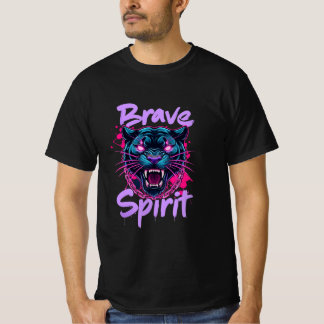 Camiseta Camisa-T de Grafite Neon Panther com Espírito Brav