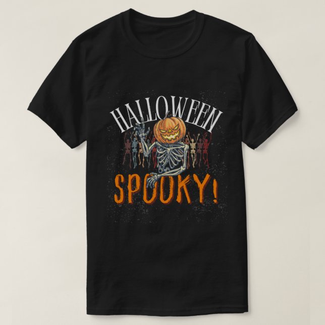Camiseta Camisa-T de Halloween de Pumpkin Spookkin | Engraç (Frente do Design)