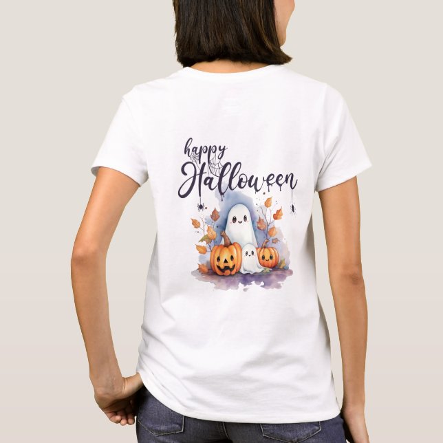 Camiseta Camisa-T de Halloween do Fantasma Pumpkin (Verso)