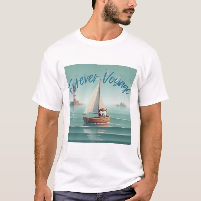 Camiseta Camisa-T de homem de viagem para sempre (Frente)