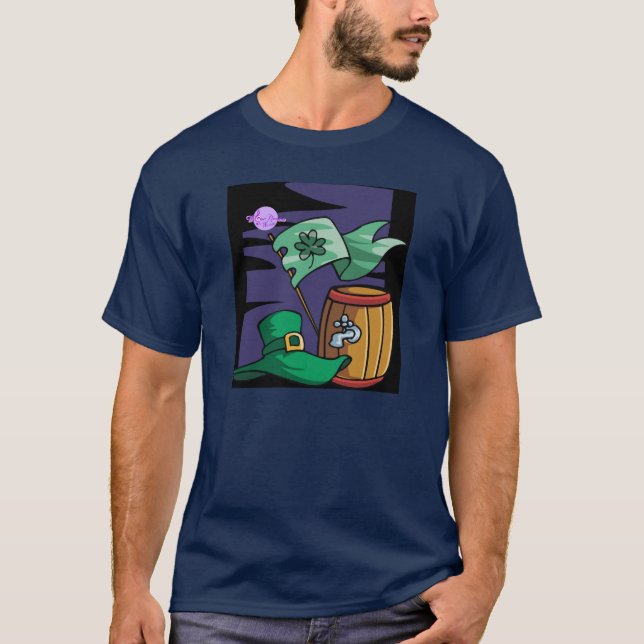 Camiseta Camisa-T de homem Marinho e bandeiras irlandês (Frente)