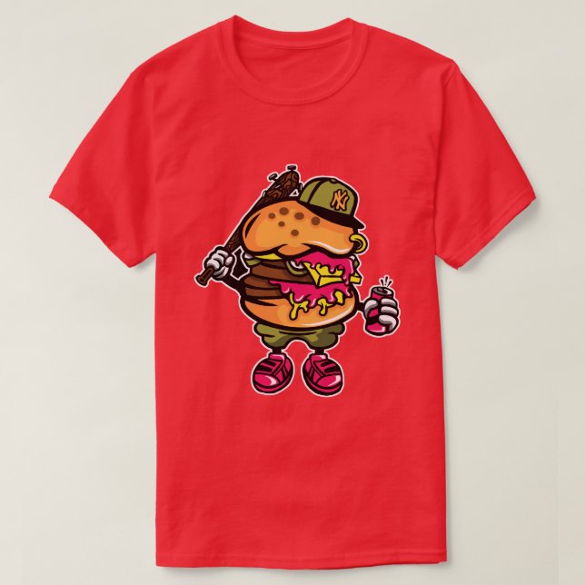 Camiseta Camisa-T de Homens Burger Baseball (Frente do Design)