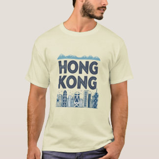 Camiseta Camisa-T de Homens da Paisagem de Hong Kong