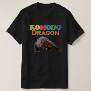 Camiseta Camisa-T de Homens do Komodo Dragão Negro