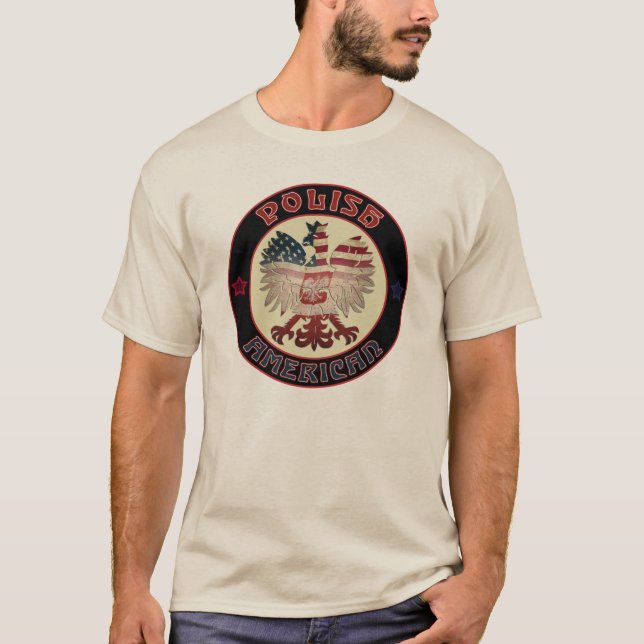 Camiseta Camisa-T de Homens Poloneses Americanos (Frente)