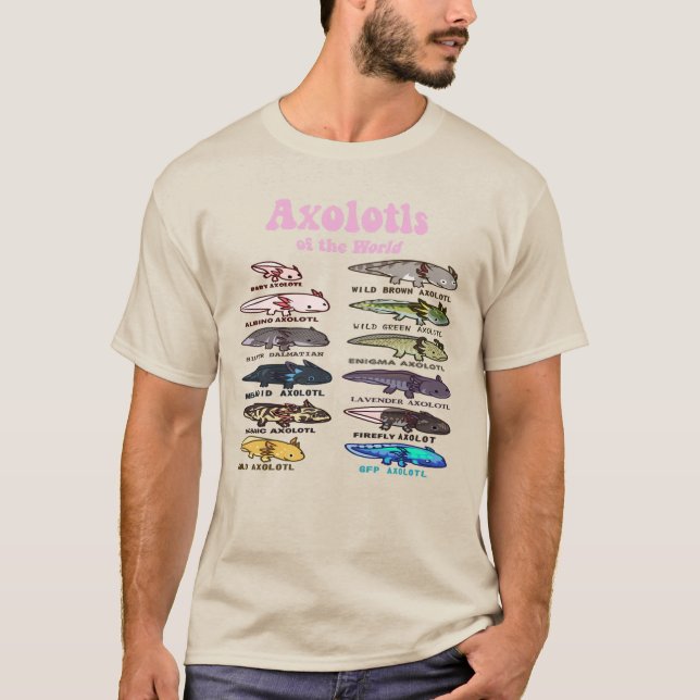 Camiseta Camisa-T de Kawaii Axolotl - Axolotls do mundo (Frente)