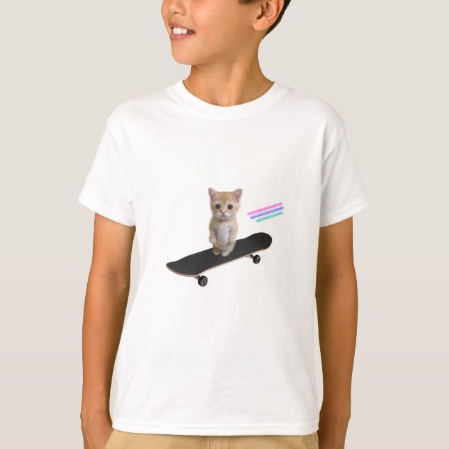 Camiseta Camisa-T de Kitten de skate (Frente)