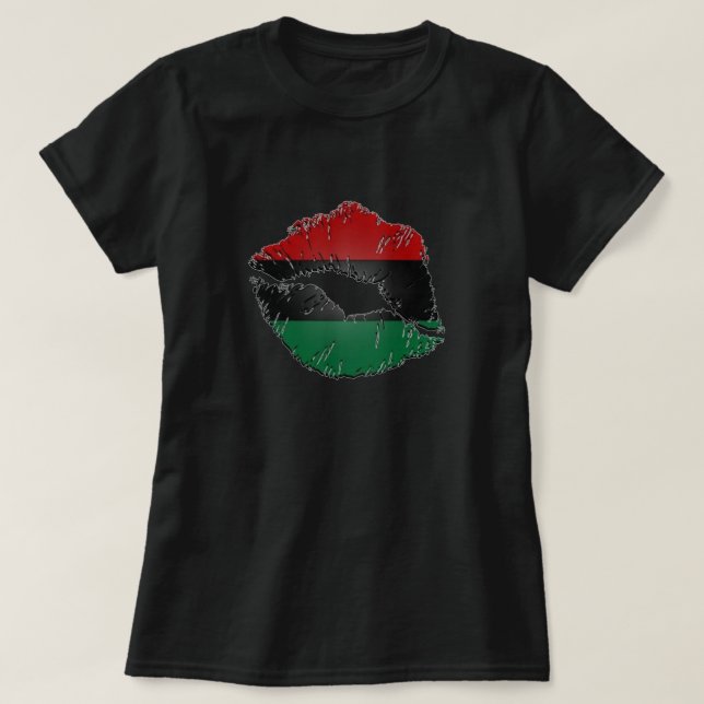 Camiseta Camisa-T de Lábios Afrocentrica (Frente do Design)