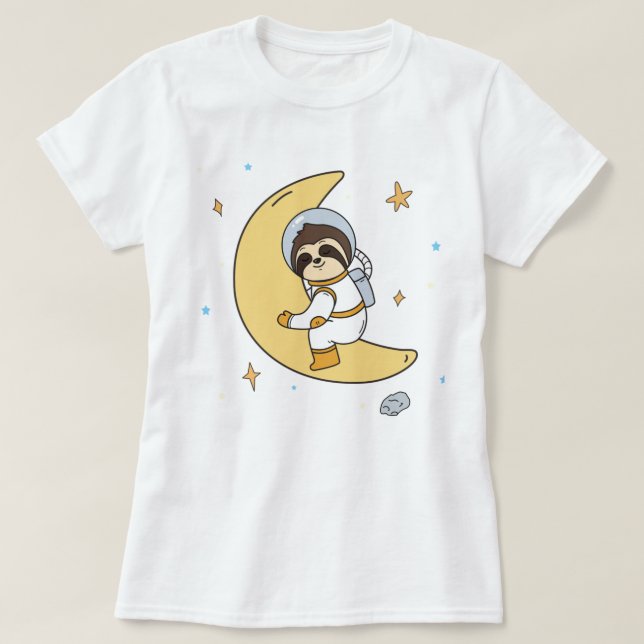 Camiseta Camisa-T de Lama de Espaço Adorável (Frente do Design)