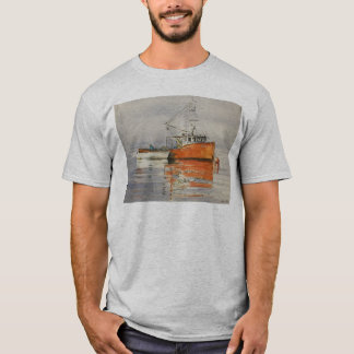 Camiseta Camisa-T de laranja náutica de navio de pesca do M