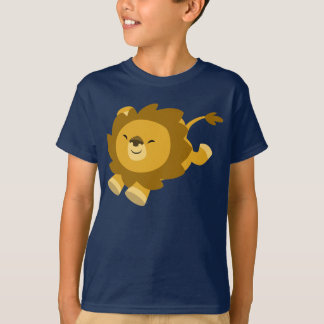 Camiseta Camisa-T de Leão de Cartoon Ecstático Cute