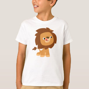 Camiseta Camisa-T de Leão de Cartoon Ganancioso Bonito