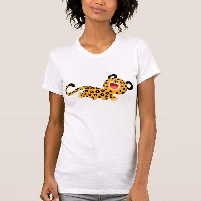 Camiseta Camisa-T de Leopardo Enfrentada e Bonita (Frente)