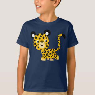 Camiseta Camisa-T de Leopardo Sorridente e Bonita