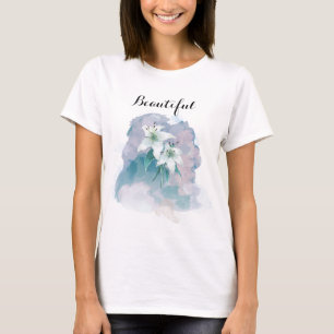 Camiseta Camisa-T de Lily White - Design Floral Elegante
