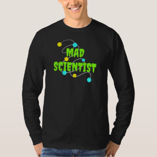 Camiseta Camisa-T de longa folga de homens cientistas louco
