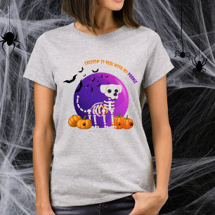 Camiseta Camisa-T de Lua Cheia de Halloween Churrasco