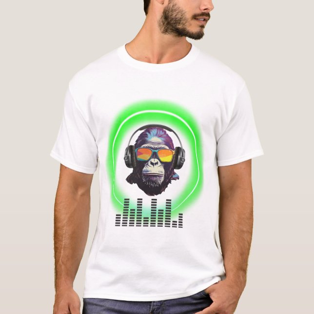 Camiseta Camisa-T de macaco-musical (Frente)