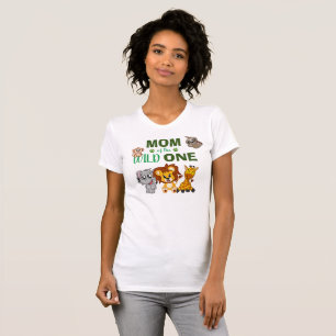 Camiseta Camisa-T de Mãe Selvagem Selvagem Safari Zoo