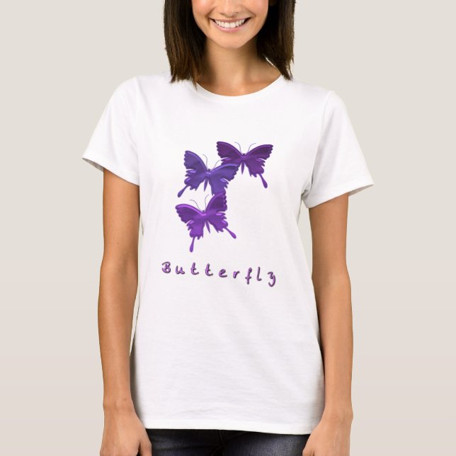 Camiseta Camisa-T de manga comprida de borboleta (Frente)