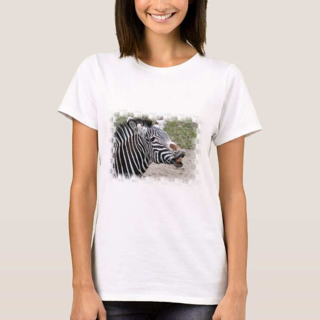 Camiseta Camisa-T de manga longa de zebra sorridente (Frente)