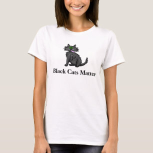 Camiseta Camisa-T de Matéria de Gatos Pretos