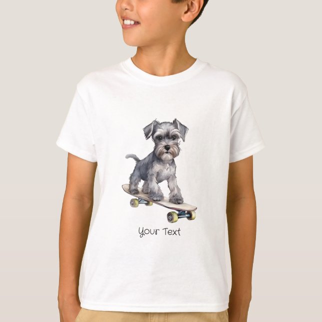 Camiseta Camisa-T De Meniatura De Aquarelas Schnauzer (Frente)