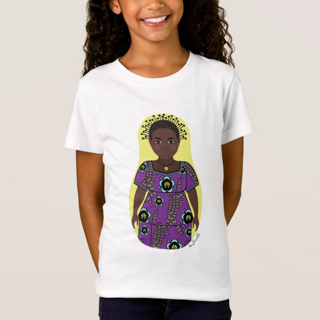 Camiseta Camisa-T de Meninas Matryoshka Congolesas (Frente)