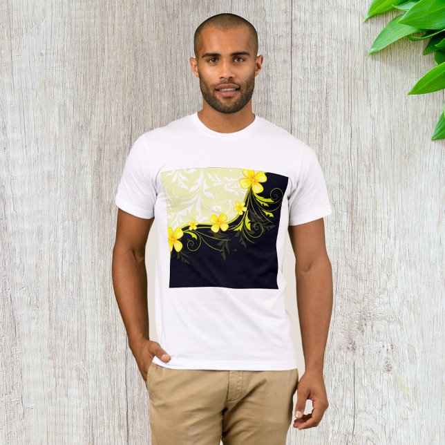 Camiseta Camisa-T de Modos Florais Amarelos (Criador carregado)