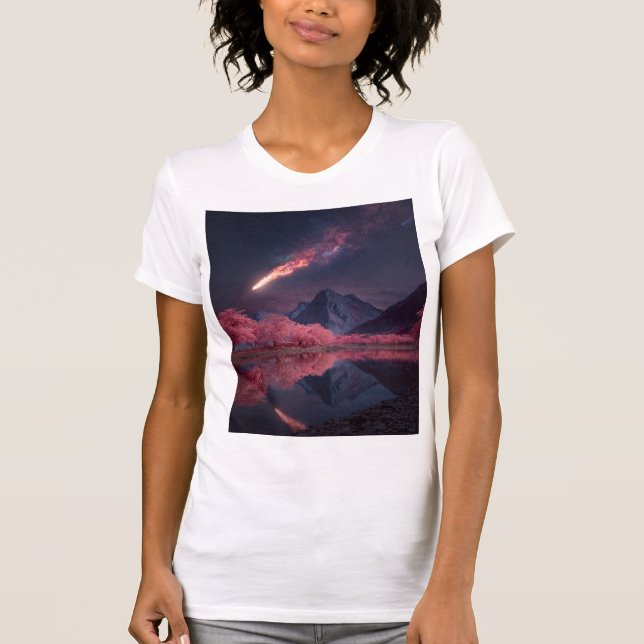 Camiseta Camisa-T de Montanha de Meteoro Cósmico - Céu Notu (Frente)