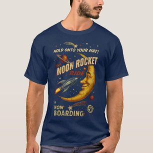 Camiseta Camisa-T de Moon Rocket Ride Men (Marinho)