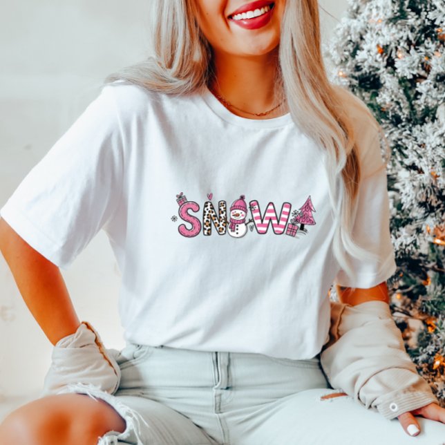 Camiseta Camisa-T de mulher com Neve Rosa-Frisada (Criador carregado)
